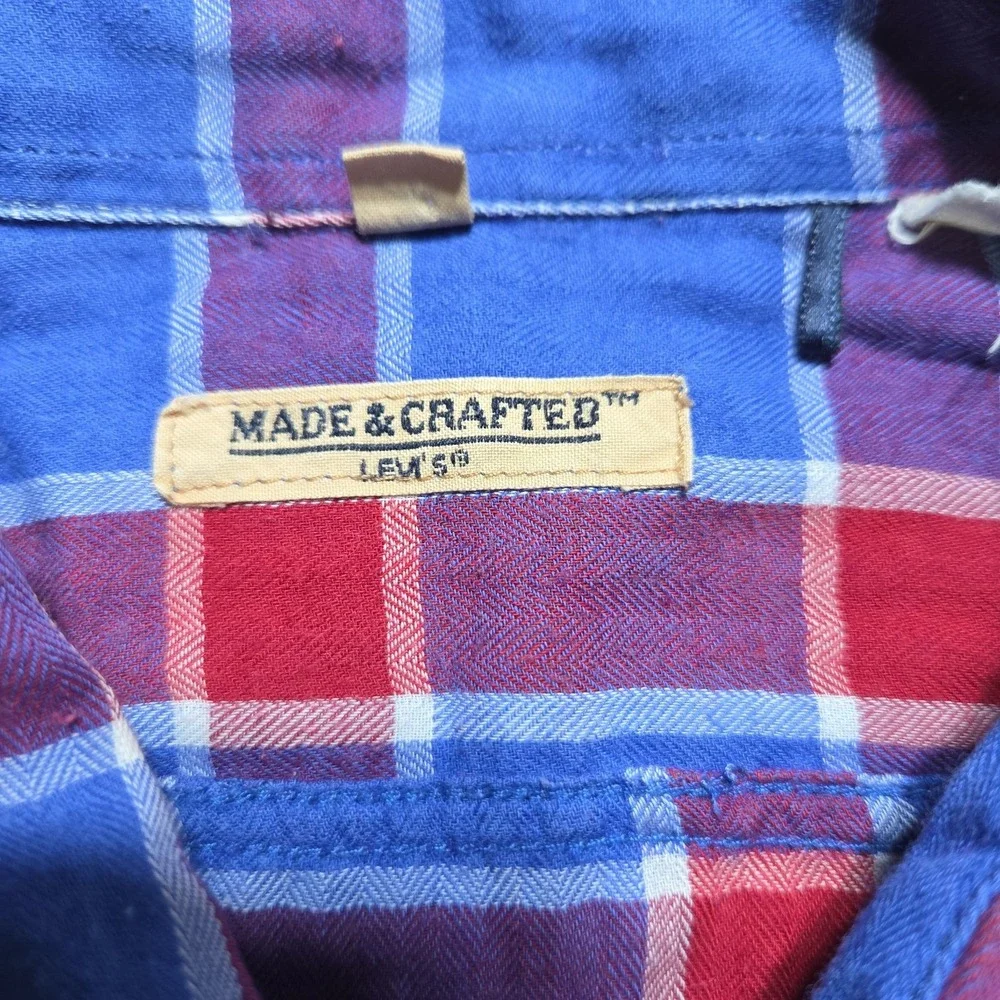 Levi's Made & Crafted Plaid Button Up Made in Italy Wool Blend Men's Medium